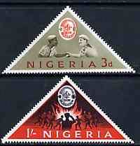 Nigeria 1963 11th World Scout Jamboree unmounted mint set of 2 triangulars, SG 133-34