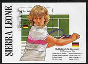 Sierra Leone 1988 Steffi Graf's Grand Slam Tennis Victories unmounted mint m/sheet opt'd 'Australian Open - Graf v Everet' in gold, SG MS 1193