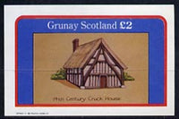 Grunay 1982 Architecture (14th Cent Cruck House) imperf deluxe sheet (£2 value) unmounted mint