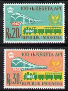Indonesia 1968 Railway Centenary set of 2 unmounted mint SG 1193-94*