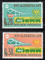 Indonesia 1968 Railway Centenary set of 2 unmounted mint SG 1193-94*