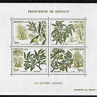 Monaco 1988 Seasons of the Olive Tree m/sheet containing set of 4 unmounted mint, SG MS 1897, Mi BL 41