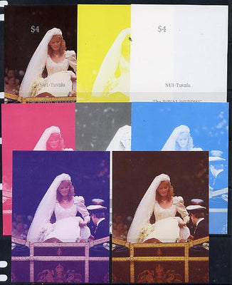 Tuvalu - Nui 1986 Royal Wedding (Andrew & Fergie) $4 m/sheet set of 8 imperf progressive colour proofs comprising the 5 individual colours plus 3 composites unmounted mint