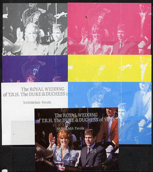 Tuvalu - Nanumaga 1986 Royal Wedding (Andrew & Fergie) $4 m/sheet set of 7 imperf progressive colour proofs comprising the 5 individual colours plus 2 composites unmounted mint. NOTE - this item has been selected for a special off……Details Below