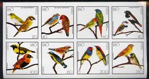 Iso - Sweden 1977 Birds (Red Bishop, Weaver, Cuban Finch, etc) imperf set of 8 values (20 to 350) unmounted mint