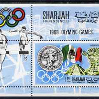 Sharjah 1968 Olympics (Medal, Mexican Art & Flag) perf m/sheet unmounted mint (Mi BL 41A)