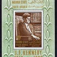 Aden - Mahra 1967 Kennedy perf m/sheet unmounted mint, Mi BL 1A