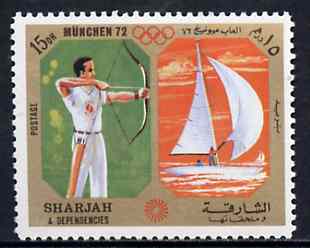 Sharjah 1972 Archery & Sailing (15Dh) from Olympic Sports perf set of 10 unmounted mint, Mi 944