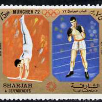 Sharjah 1972 Gymnastics & Boxing (75Dh) from Olympic Sports perf set of 10 unmounted mint, Mi 948