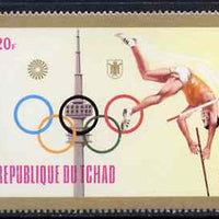 Chad 1972 Pole Vault 120f from Munich Olympic Games (Gold Frames with Olympic Rings as central design) set unmounted mint*