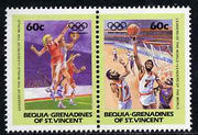 St Vincent - Bequia 1984 Basketball 60c se-tenant pair from Olympics (Leaders of the World) set of 8,unmounted mint
