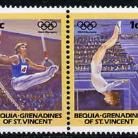 St Vincent - Bequia 1984 Gymnastics 1c se-tenant pair from Olympics (Leaders of the World) set of 8 unmounted mint