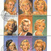 St Thomas & Prince Islands 1997 Marilyn Monroe sheetlet containing complete set of 9 values very fine cto used