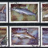 Vietnam 1991 Sharks set of 6 values (1 x 3000D value) very fine cto used, Mi 2309-13 & 2315*