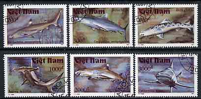 Vietnam 1991 Sharks set of 6 values (1 x 3000D value) very fine cto used, Mi 2309-13 & 2315*