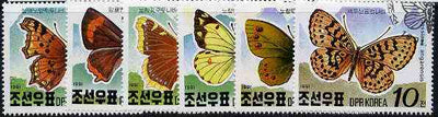 North Korea 1991 Alpine Butterflies complete set of 6 very fine cto used, SG N3034-39*