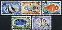 North Korea 1991 Fishes complete set of 5 very fine cto used, SG N3088-92 (blocks available with central 'fish' cancellation)