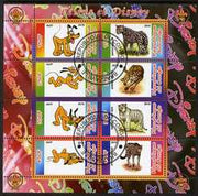 Congo 2010 Disney & Big Cats perf sheetlet containing 8 values with Scout Logo fine cto used