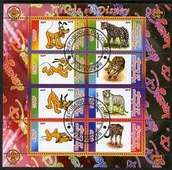 Congo 2010 Disney & Big Cats perf sheetlet containing 8 values with Scout Logo fine cto used