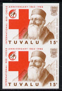 Tuvalu 1988 Red Cross 15c imperf vert pair unmounted mint, as SG 518