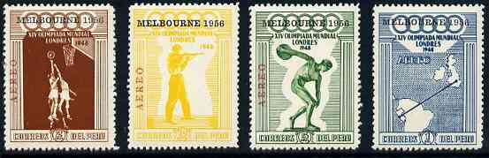 Peru 1956 Melbourne Olympic Games unmounted mint set of 4 (on sale for 1 day only, see note after SG 717)