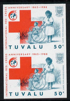 Tuvalu 1988 Red Cross 50c imperf vert pair unmounted mint, as SG 520