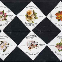 Nicaragua 1986 Wild Roses complete diamond shaped set of 6 very fine cto used, SG 2718-23*