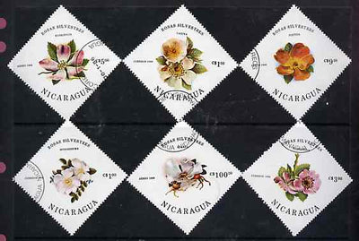 Nicaragua 1986 Wild Roses complete diamond shaped set of 6 very fine cto used, SG 2718-23*