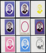 St Vincent 1987 Ruby Wedding $2.50 (Duke of Edinburgh) set of 9 imperf progressive proofs comprising 4 individual colours plus various composites (as SG 1082) unmounted mint