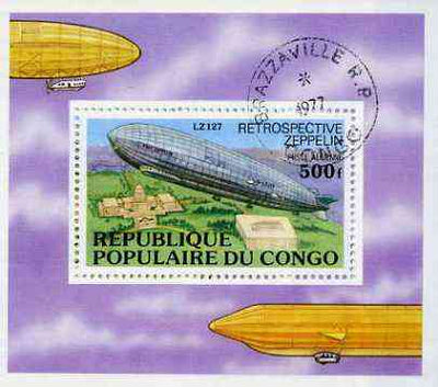 Congo 1977 History of the Zeppelin m/s very fine cto used, SG MS 572