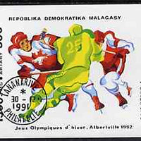Malagasy Republic 1991 Albertville Winter Olympics imperf m/sheet (Ice Hockey) very fine cto used