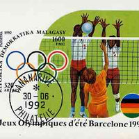 Malagasy Republic 1992 Barcelona Olympics imperf m/sheet (Volleyball) very fine cto used