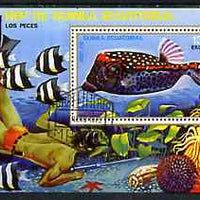 Equatorial Guinea 1975 Fish (Diver on Sea Bottom) 130ek perf m/sheet very fine cto used
