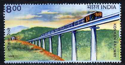 India 1998 Konkan Railway (Train on Bridge) unmounted mint SG 1786
