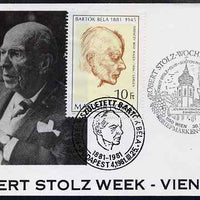 Austria & Hungary 1980-81 combination cover for Robert Stolz & Bela Bartok with appropriate special cancels