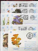 Rumania 1993 Mushrooms set of 14 illustrated postal stationery envelopes (25L & 29L values) each with 'mushroom' cancellation (only 5,000 sets issued)