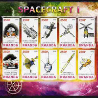 Rwanda 2010 Spacecraft #01 imperf sheetlet containing 10 values unmounted mint