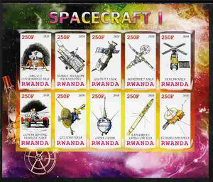 Rwanda 2010 Spacecraft #01 imperf sheetlet containing 10 values unmounted mint