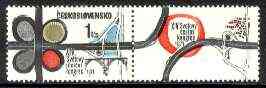 Czechoslovakia 1971 World Road Congress 1k unmounted mint se-tenant with label, SG 1973