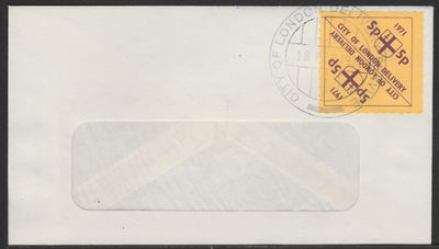 Cinderella - Great Britain 1971 Strike Post - window envelope bearing pair 5p triangular ‘City of London Delivery’ yellow adhesives tied by COL date stamp for 18th February