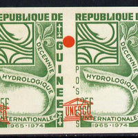 Guinea - Conakry 1966 UNESCO Hydrological Decade 25f imperf proof pair with spectacular shift of red unmounted mint