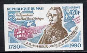 Mali 1980 Rochambeau & French Fleet 420f IMPERF from Bicentenary of American Revolution set unmounted mint, SG 782var
