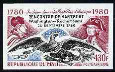 Mali 1980 Washington, Rochambeau & Eagle 430f IMPERF from Bicentenary of American Revolution set unmounted mint, SG 783var