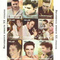 Turkmenistan 1998 Leading Personalities of the 20th Century (Elvis Presley) imperf sheetlet containing complete set of 9 values unmounted mint