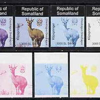 Somaliland 1997 Klipspringer 3,000 SL (from Animal def set) set of 7 imperf progressive proofs comprising the 4 individual colours plus 2, 3 and all 4-colour composites unmounted mint