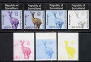 Somaliland 1997 Klipspringer 3,000 SL (from Animal def set) set of 7 imperf progressive proofs comprising the 4 individual colours plus 2, 3 and all 4-colour composites unmounted mint