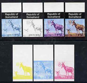 Somaliland 1997 Hartbeest 5,000 SL (from Animal def set) set of 7 imperf progressive proofs comprising the 4 individual colours plus 2, 3 and all 4-colour composites unmounted mint