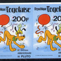 Togo 1980 50th Anniversary of Walt Disney's Pluto unmounted mint imperf proof pair of 200f, as SG 1496