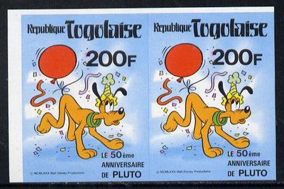 Togo 1980 50th Anniversary of Walt Disney's Pluto unmounted mint imperf proof pair of 200f, as SG 1496