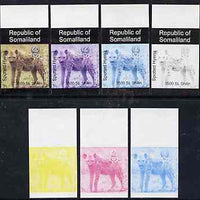 Somaliland 1997 Hyena 3,500 SL (from Animal def set) set of 7 imperf progressive proofs comprising the 4 individual colours plus 2, 3 and all 4-colour composites unmounted mint
